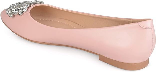 Journee Collection Women's Renzo Vegan Leather Pointed Toe Jewel Flats  Color Pink Size 9M