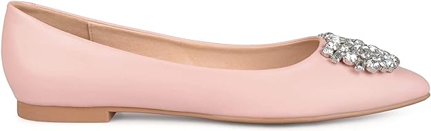 Journee Collection Women's Renzo Vegan Leather Pointed Toe Jewel Flats  Color Pink Size 9M