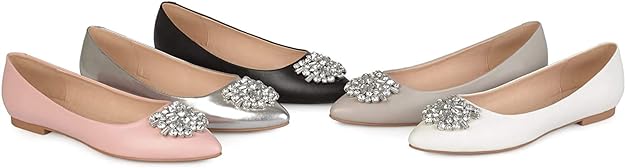 Journee Collection Women's Renzo Vegan Leather Pointed Toe Jewel Flats  Color Pink Size 9M