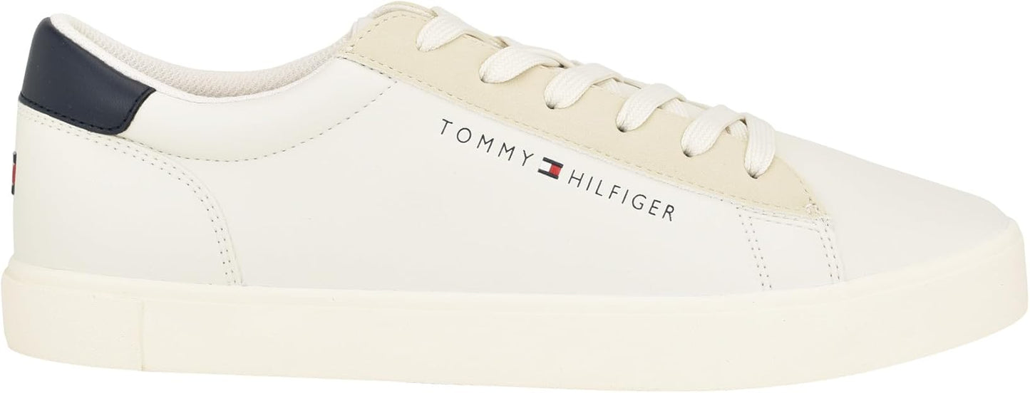 Tommy Hilfiger Men's Ribby Lace Up Fashion Sneakers  Cream/Beige/Navy Size 13