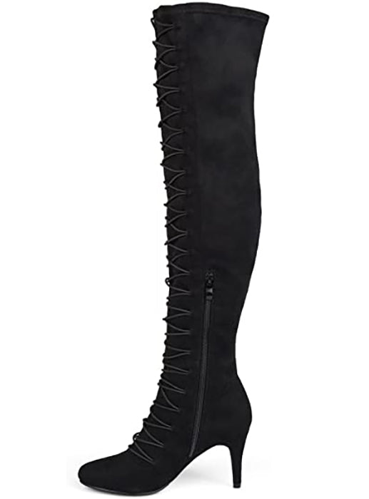 Brinley Co. Women’s Trill Vintage Almond Toe Over-The-Knee Boots  Color Black