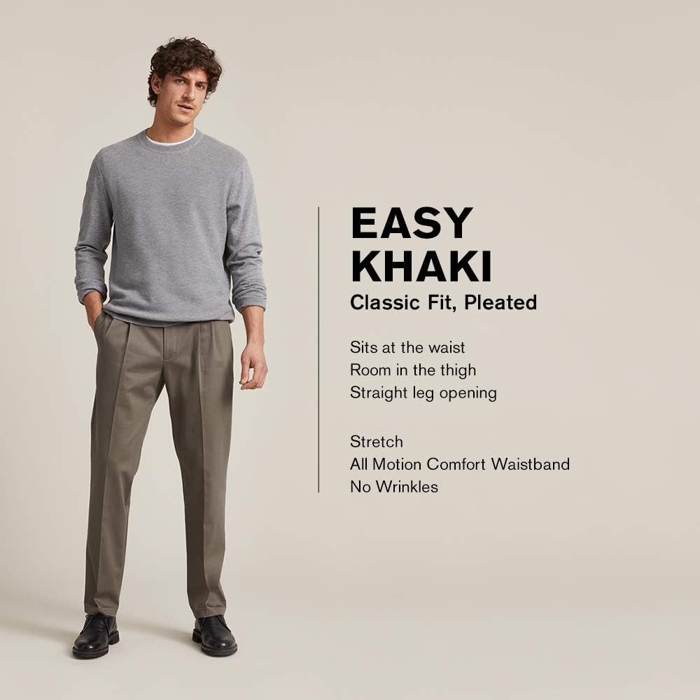 Dockers Men's Easy Stretch Classic Fit Khaki Pants  Color Burma Grey W42xL30
