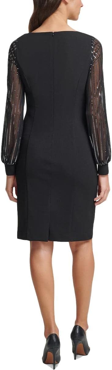 Jessica Howard Petite Chiffon-Sleeve Sheath Dress  Color Black Size 14P