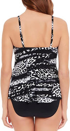 Magicsuit Chloe Tiered Tankini Top  Color Black/White Size 8
