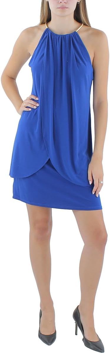 kensie Draped Snake-Chain Halter Dress  Color Cobalt Size 6
