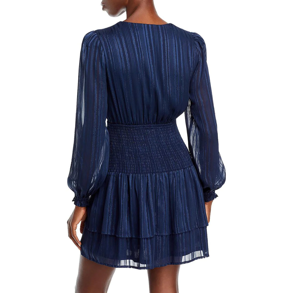 Aqua Women's Smocked Waist Shadow Stripe Dress  Color Navy Size XS