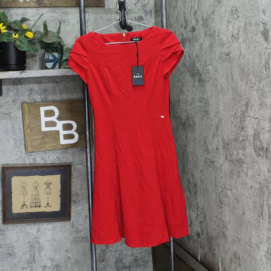 DKNY Women's Tulip Sleeve Fit & Flare Dress  Color Red Size 6