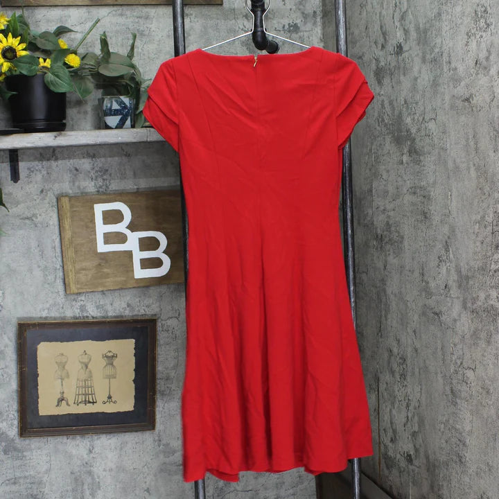 DKNY Women's Tulip Sleeve Fit & Flare Dress  Color Red Size 6