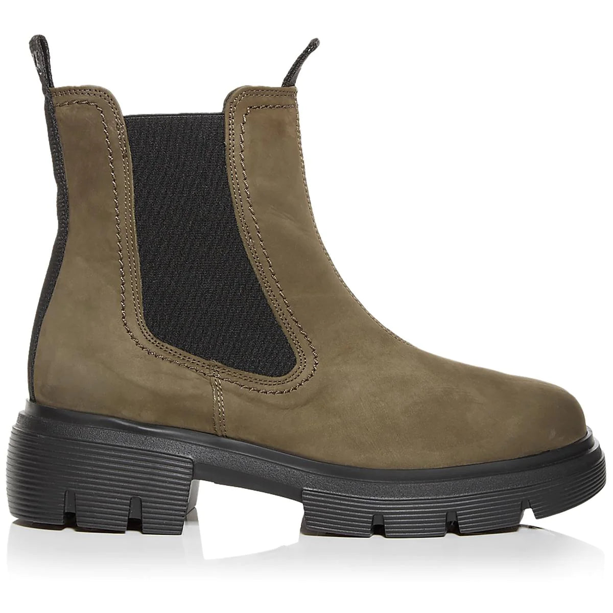 PAUL GREEN Women's Suede Lug Pull-On Chelsea Boots  Color Olive Nubuck Size 8M