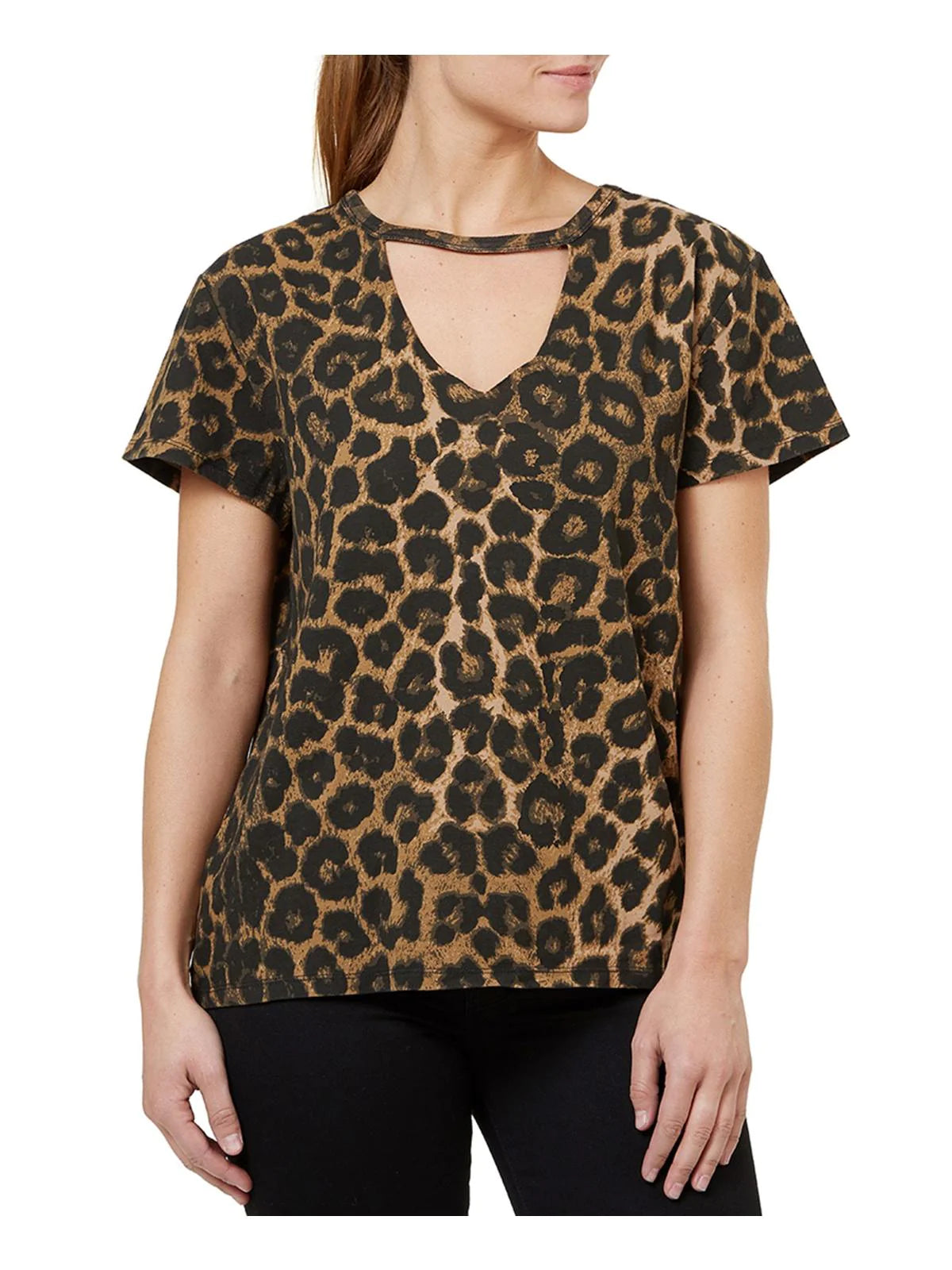 Numero Women's Cotton Leopard-Print Ribbed T-Shirt  Color Leopard Size S