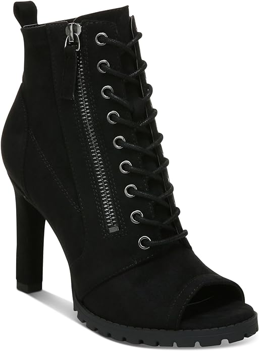 Bar III Women's Damas Faux Suede Peep Toe Shooties  Color Black Micro Size 8.5M