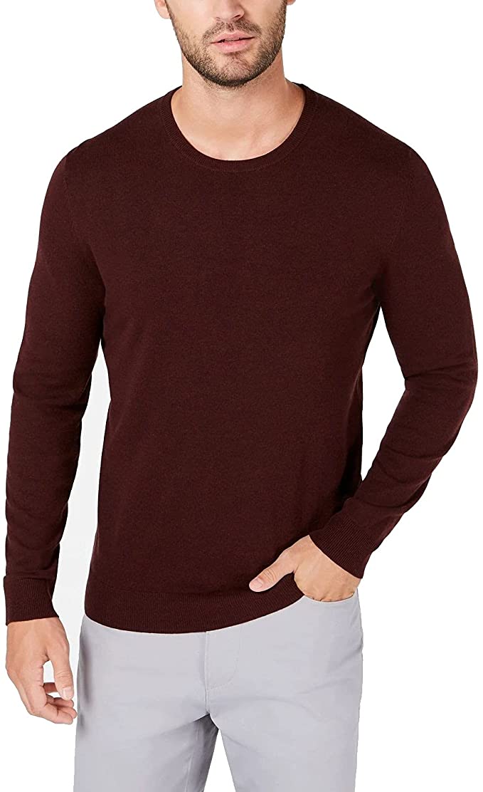 Alfani Men's Sweater Port Heather Large Crewneck Pullover Sweater  Color Red Size L