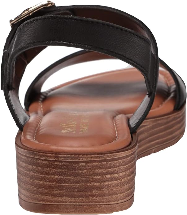 Bella Vita Women's Wedge Sandal  Color Black Leather Size 7.5M