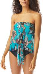 Coco Reef Tropical Cascade Bra Sized Crop Tankini Top  Dark Turquoise Size 38DD