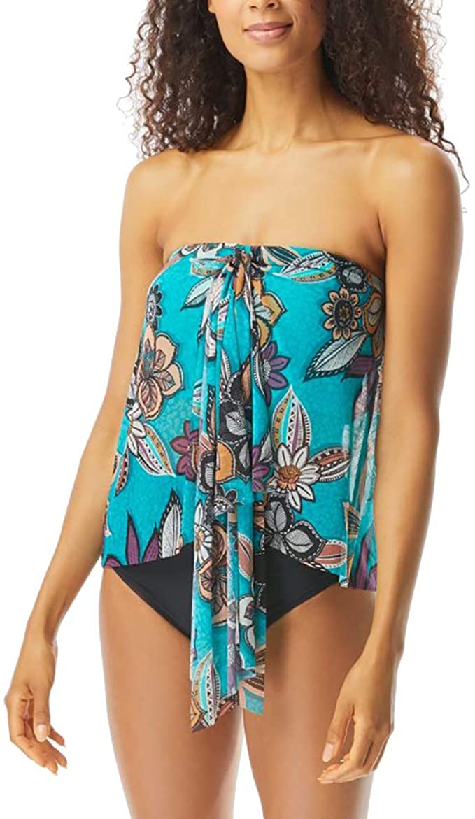 Coco Reef Tropical Cascade Bra Sized Crop Tankini Top  Color Dark Turquoise Size 36DD