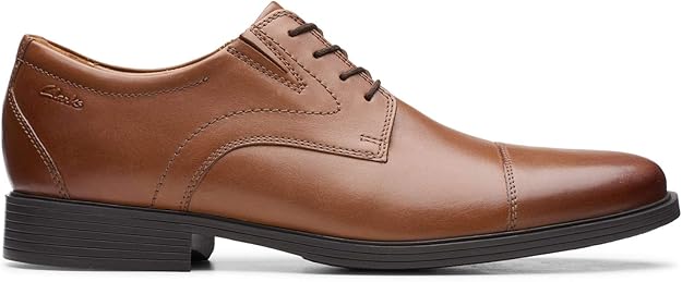 Clarks Men's Whiddon Cap-Toe Oxfords  Dark Tan Leather Size 10.5