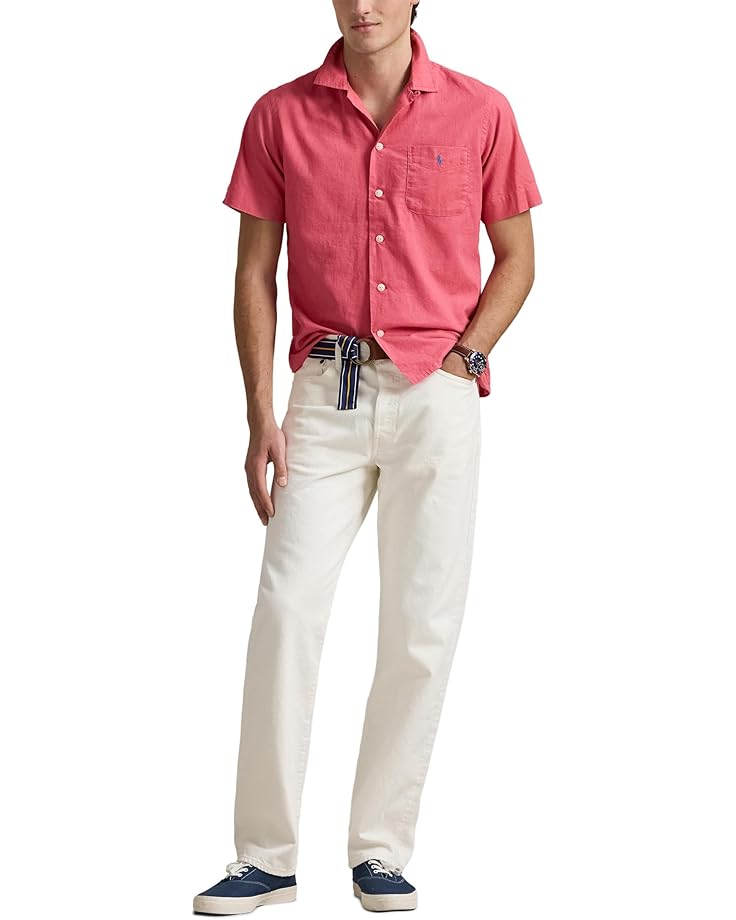 Polo Ralph Lauren Men's Classic-Fit Linen-Cotton Camp Shirt  Pale Red Size L