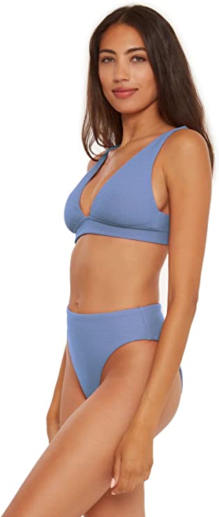 Becca Pucker Up Textured Tie-Back Bikini Top  Color Mist Size M