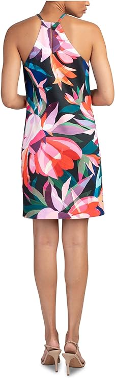 TRINA TURK Women's Pink Sleeveless Halter Party Sheath Dress  Color Blue Size 12