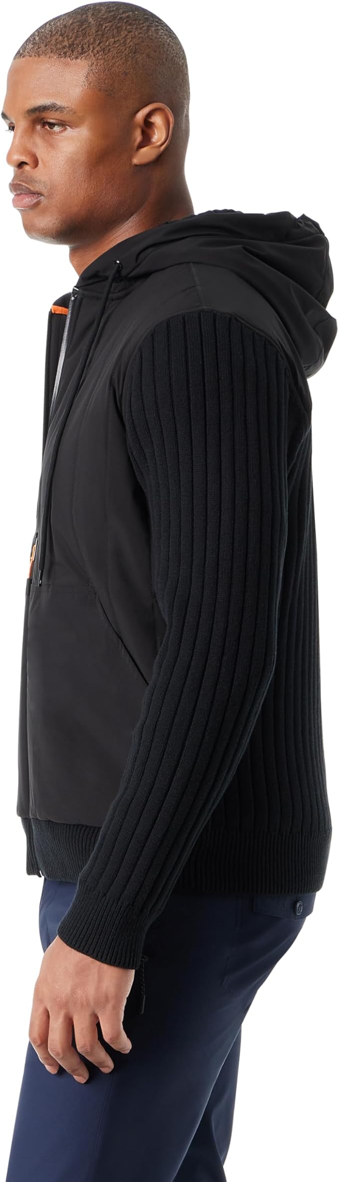BASS OUTDOOR Men's Mixed Media Zip-Front Hoodie  Black Beau Size M