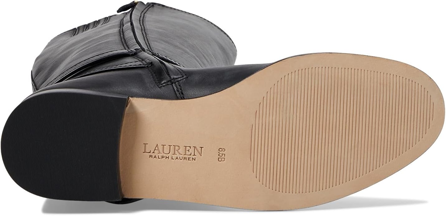 Lauren Ralph Lauren Women's Blayke Buckled Riding Boots  Color Black Size 5.5M