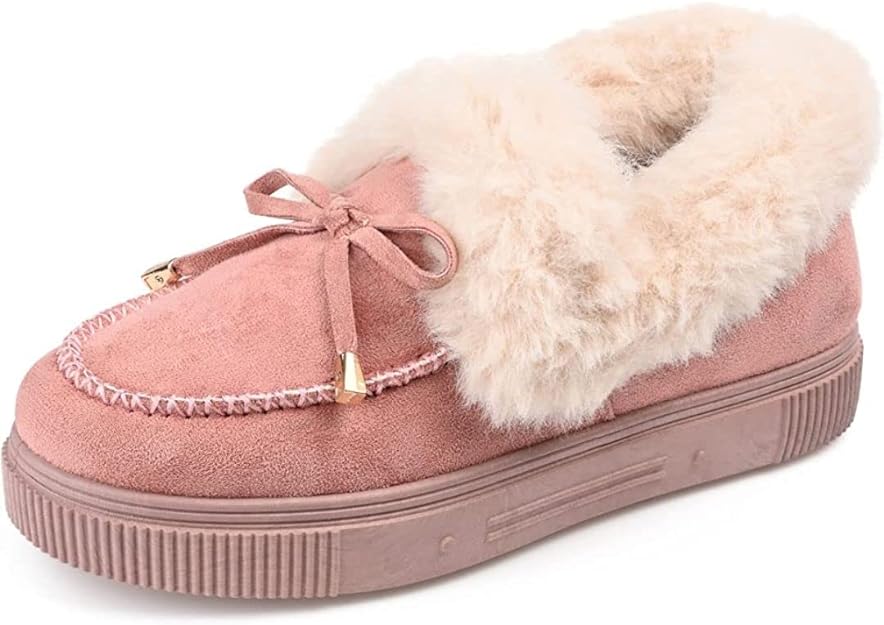 Journee Collection Women's Midnight Vegan Fur Trim Slippers  Color Blush Size 8M