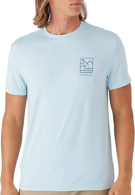 O'Neill Men's TRVLR UPF Staple Active T-Shirt  Heather Light Blue Size 2XL