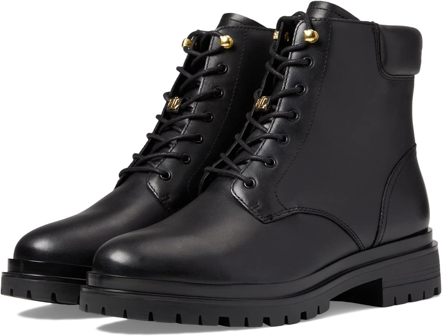 Lauren Ralph Lauren Women's Carlee Lug-Sole Booties  Color Black Leather Size 5M
