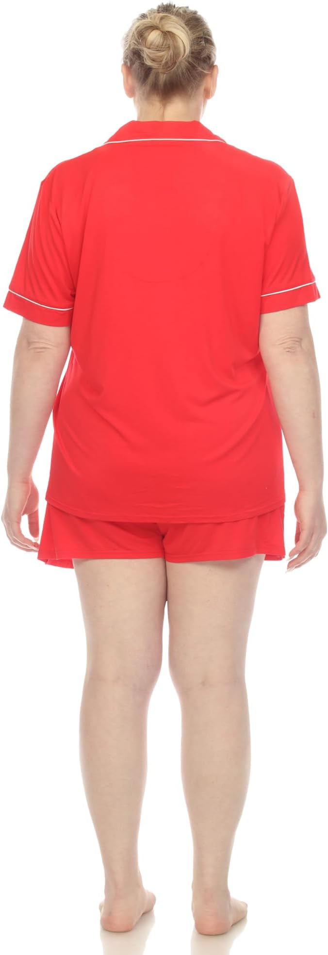 White Mark Women's 2 Pc. Short Solid Pajama Set  Red Size M