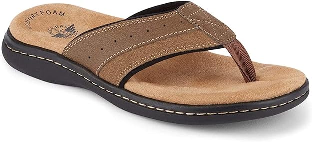 Dockers Men's Laguna Flip-Flop Sandals  Color Dark Tan Size 10M
