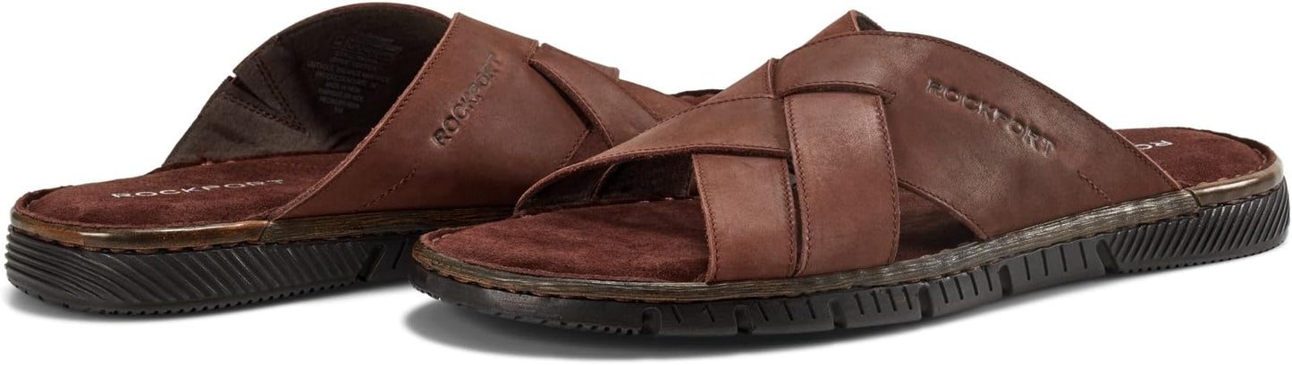 Rockport Men's Jaya Slip-On Casual Sandal  Dark Natural Leather Size 11