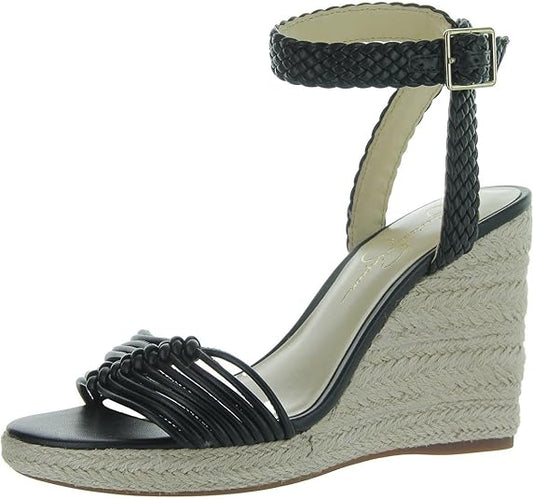 Jessica Simpson Women's Talise Knotted Strappy Platform Wedge Sandal  Black Size 8