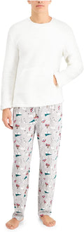 Family Pajamas Men's Fleece Sherpa Top Printed Pants PJ Set  Color Polar Bears Size L