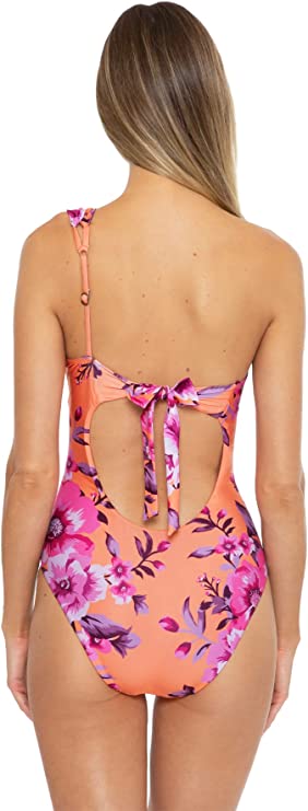 Becca In Full Bloom Arabella Asymmetrical One-Piece  Orange Multi Size M