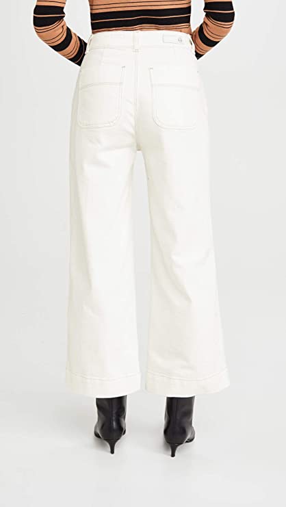 AG Jeans Women's Rosie Cropped Wide-Leg Jeans  Color Modern White Size 28