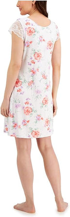 Charter Club Women's Lace-Sleeve Chemise Nightgown  Color Blossoms Size XS