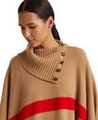 Lauren Ralph Lauren Striped Wool-Blend Poncho  Color Camel Multi Size S/M