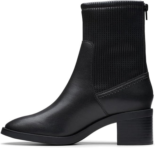 Clarks Women's Lileigh Holly Ankle Boots  Black Leather Size 7