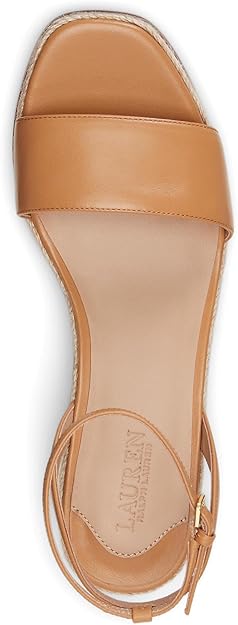 Lauren Ralph Lauren Women's Leona Espadrille Platform Wedge Sandal  Buff Size 6