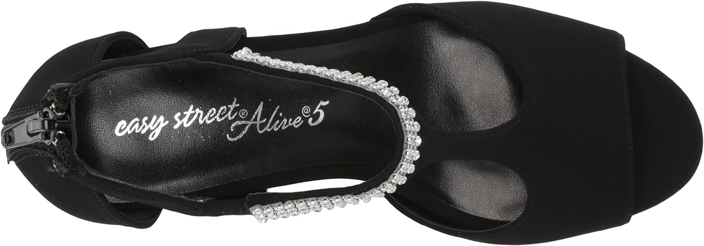 Easy Street Women's Flash Dress Heeled Sandals  Color Black Lamy Size 11W