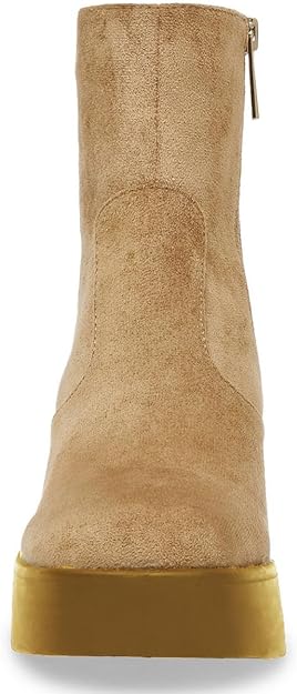 Anne Klein Women's Sierra Faux Suede Platform Ankle Boots  Color Dark Natural Size 8M