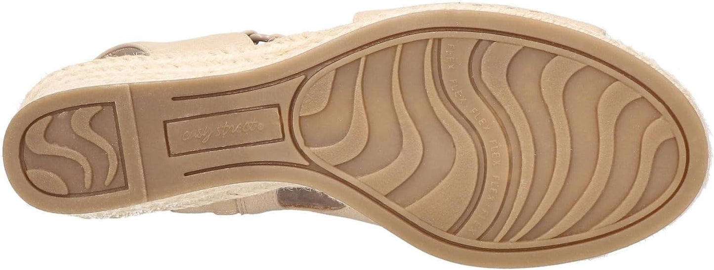Easy Street Women's Serena Zip Wedge Sandal  Sand Size 8.5W