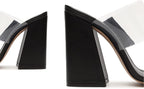 SCHUTZ Victorie High Block Sandals  Color Black/Clear Size 5.5B
