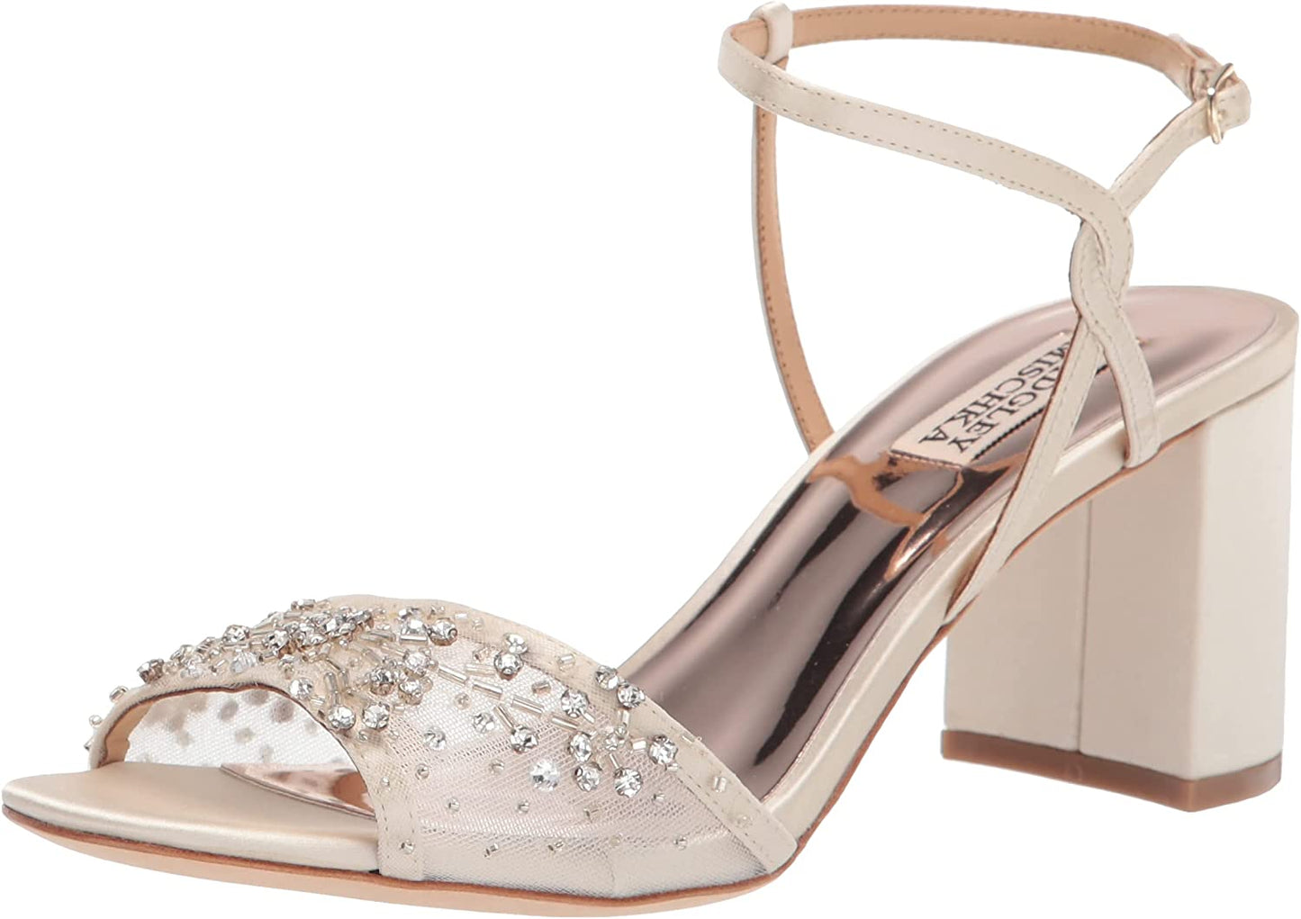 Badgley Mischka Women's Blaine Heeled Sandal  Ivory Satin Size 11