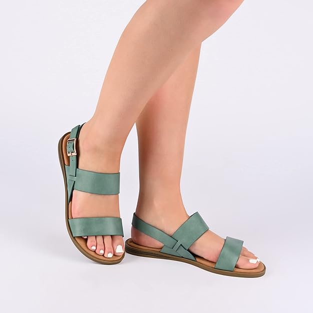 Journee Collection Women's Lavine Lavine Multi Strap Flat Sandals  Brown Size 7.5