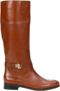 Lauren Ralph Lauren  Women's Berdie Leather Wide Calf Riding Boots  Tan Leather Size 7B/M