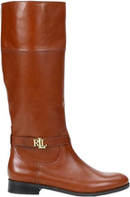 Lauren Ralph Lauren  Women's Berdie Leather Wide Calf Riding Boots  Tan Leather Size 7B/M