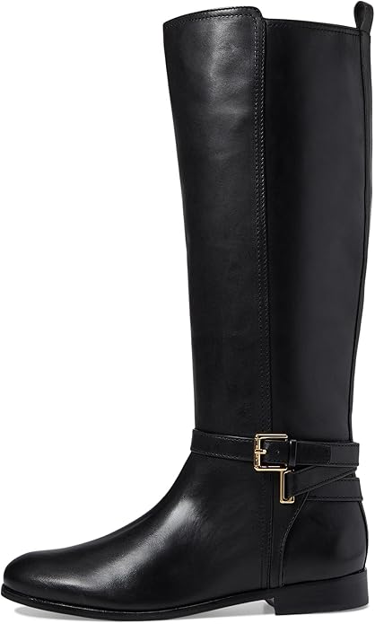 Lauren Ralph Lauren Women's Blayke Buckled Riding Boots  Color Black Size 5.5M