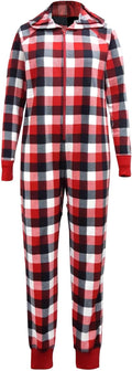 Family Pajamas Women's Plus Size Buffalo Check Onesie Pajama  Color Red Medium Size 2X