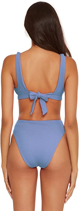 Becca Pucker Up Textured Tie-Back Bikini Top  Color Mist Size M
